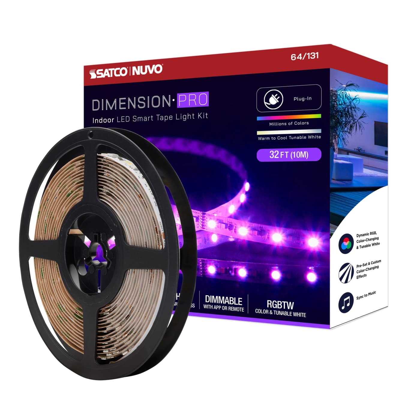 SATCO-64-131Satco 64 - 131 Dimension Pro 32FT 1W/FT RGBTW Tape Light Kit Bluetooth