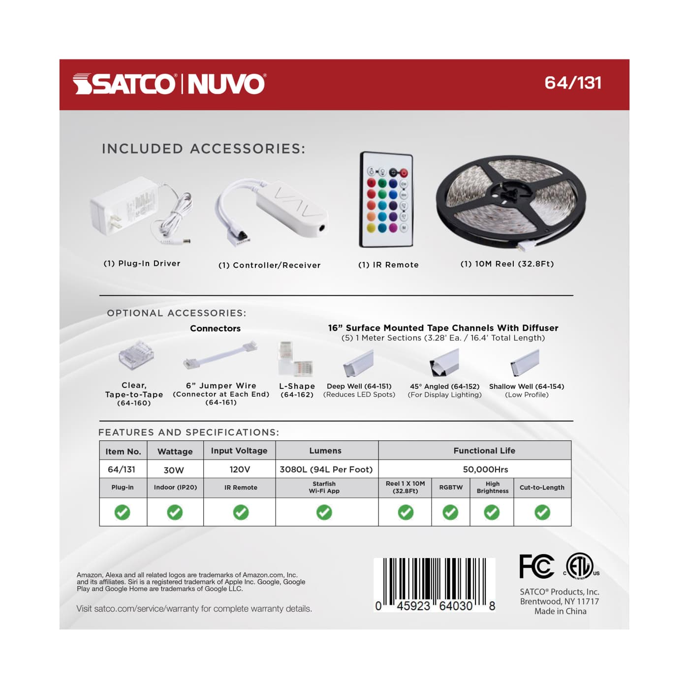 SATCO-64-131Satco 64 - 131 Dimension Pro 32FT 1W/FT RGBTW Tape Light Kit Bluetooth