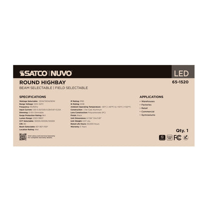 SATCO-65-1520Satco 65 - 1520 120W UFO High Bay Selectable Wattage + CCT + Beam Angle
