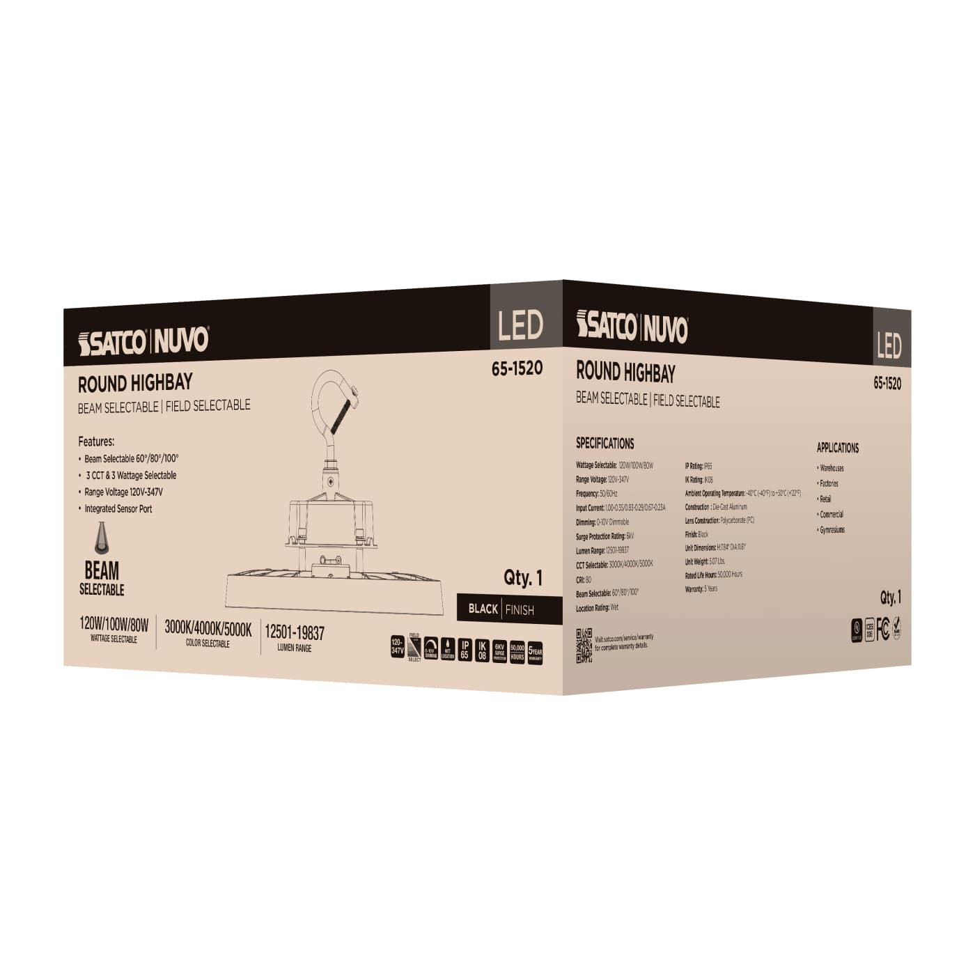 SATCO-65-1520Satco 65 - 1520 120W UFO High Bay Selectable Wattage + CCT + Beam Angle