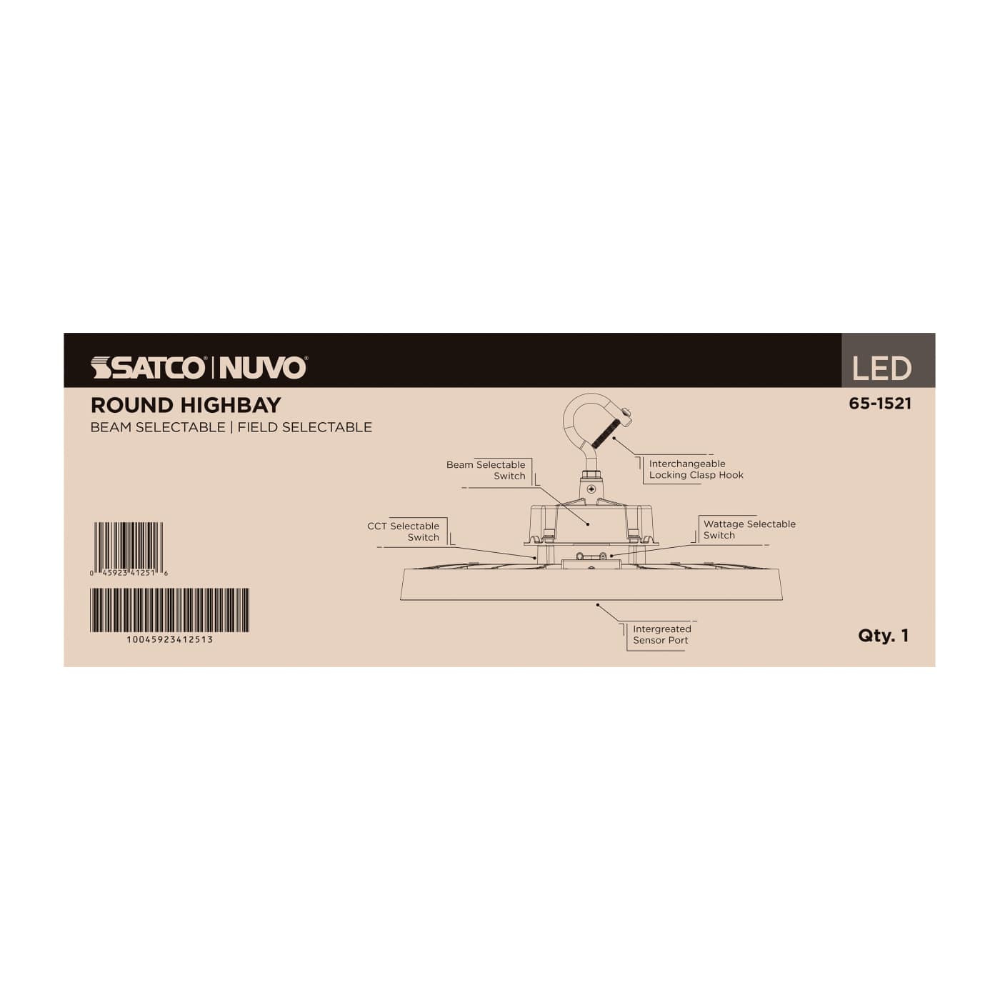 SATCO-65-1521Satco 65 - 1521 240W UFO High Bay Selectable Wattage + CCT + Beam Angle