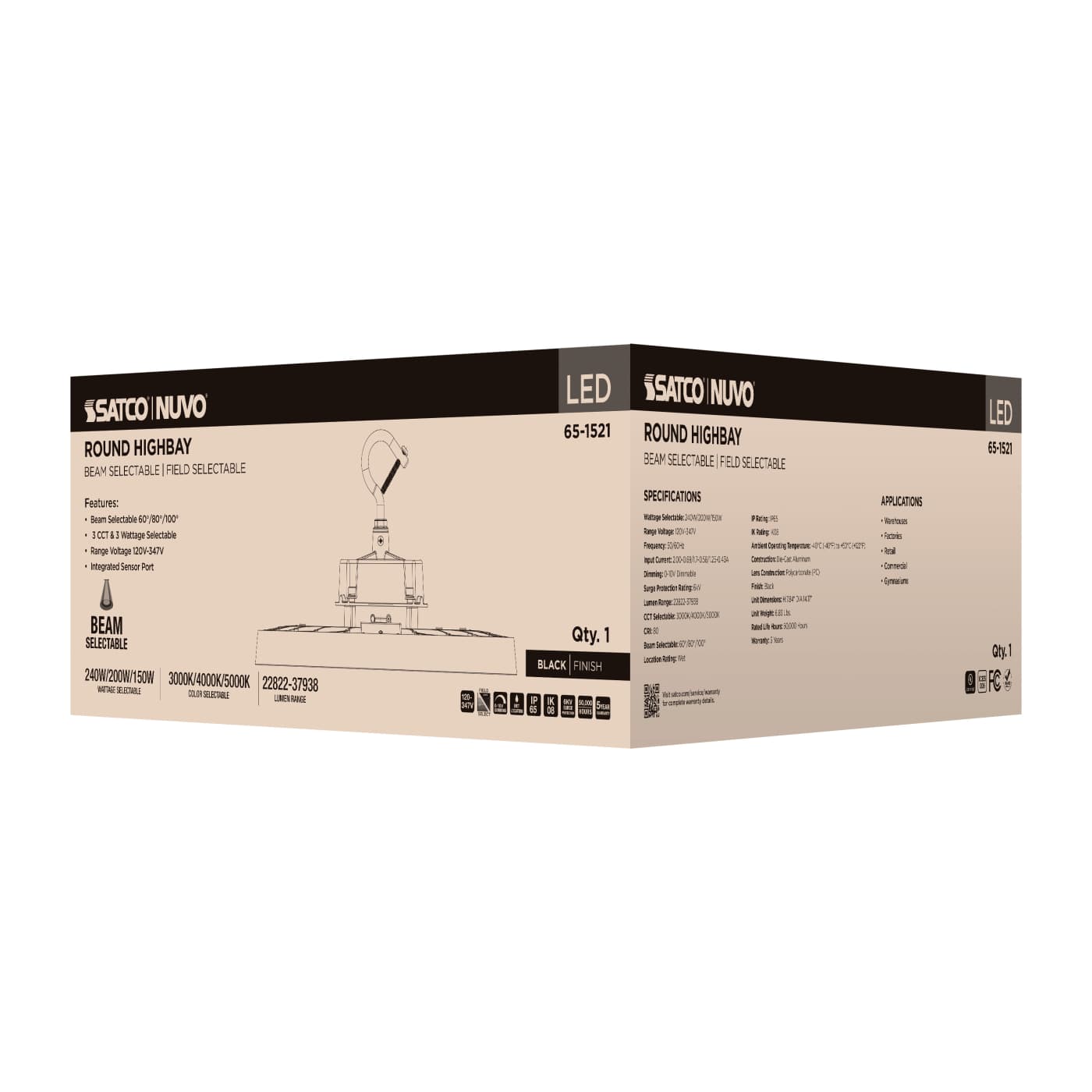 SATCO-65-1521Satco 65 - 1521 240W UFO High Bay Selectable Wattage + CCT + Beam Angle