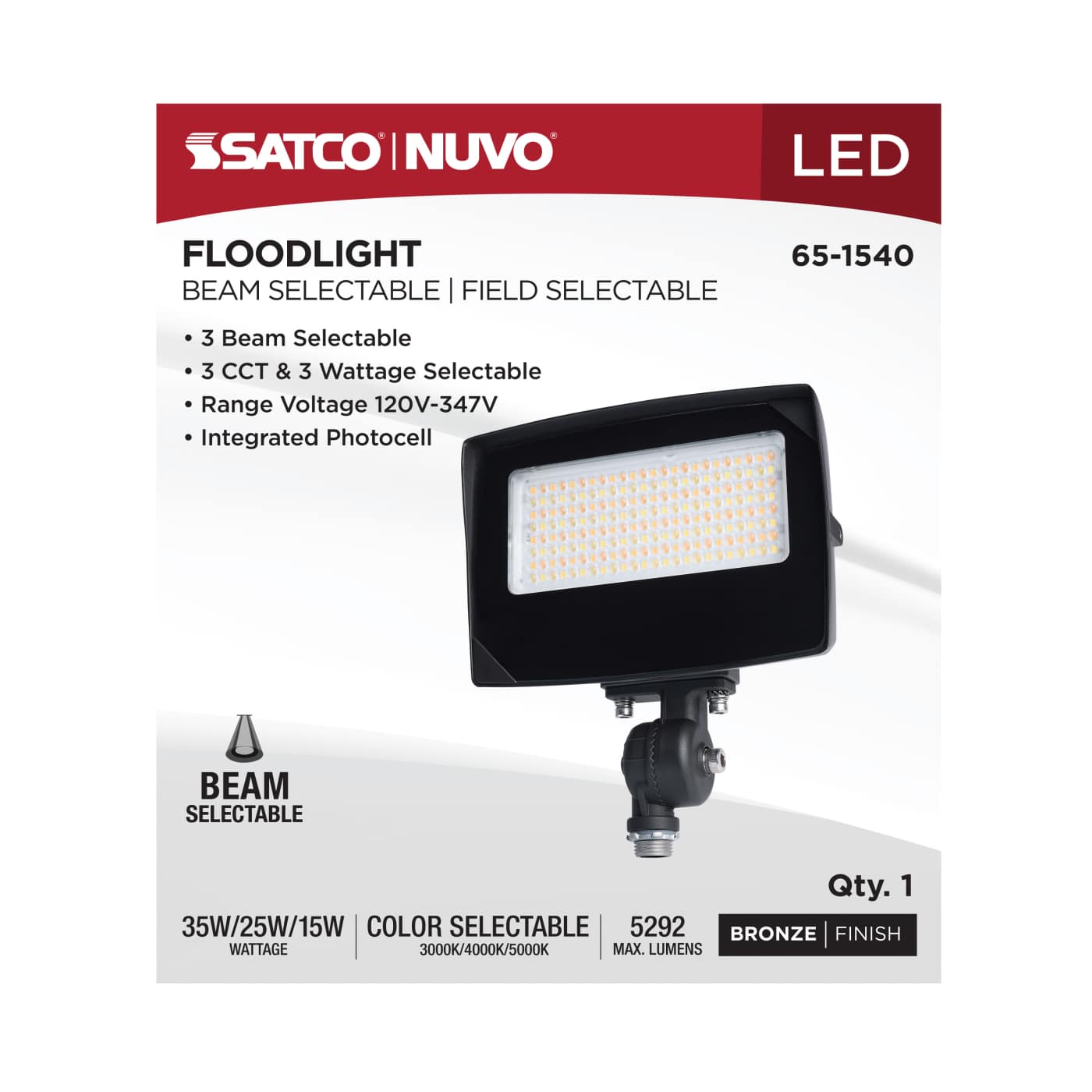 SATCO-65-1540SATCO 65 - 1540 35W LED Flood Light Selectable CCT/Wattage/Beam Angle