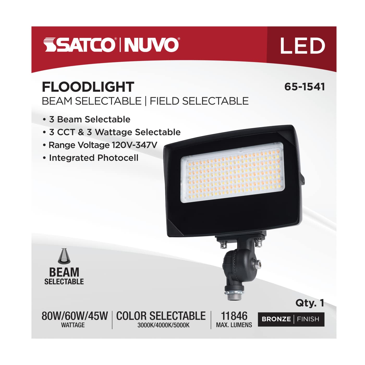 SATCO-65-1541SATCO 65 - 1541 80W LED Flood Light Selectable CCT/Wattage/Beam Angle
