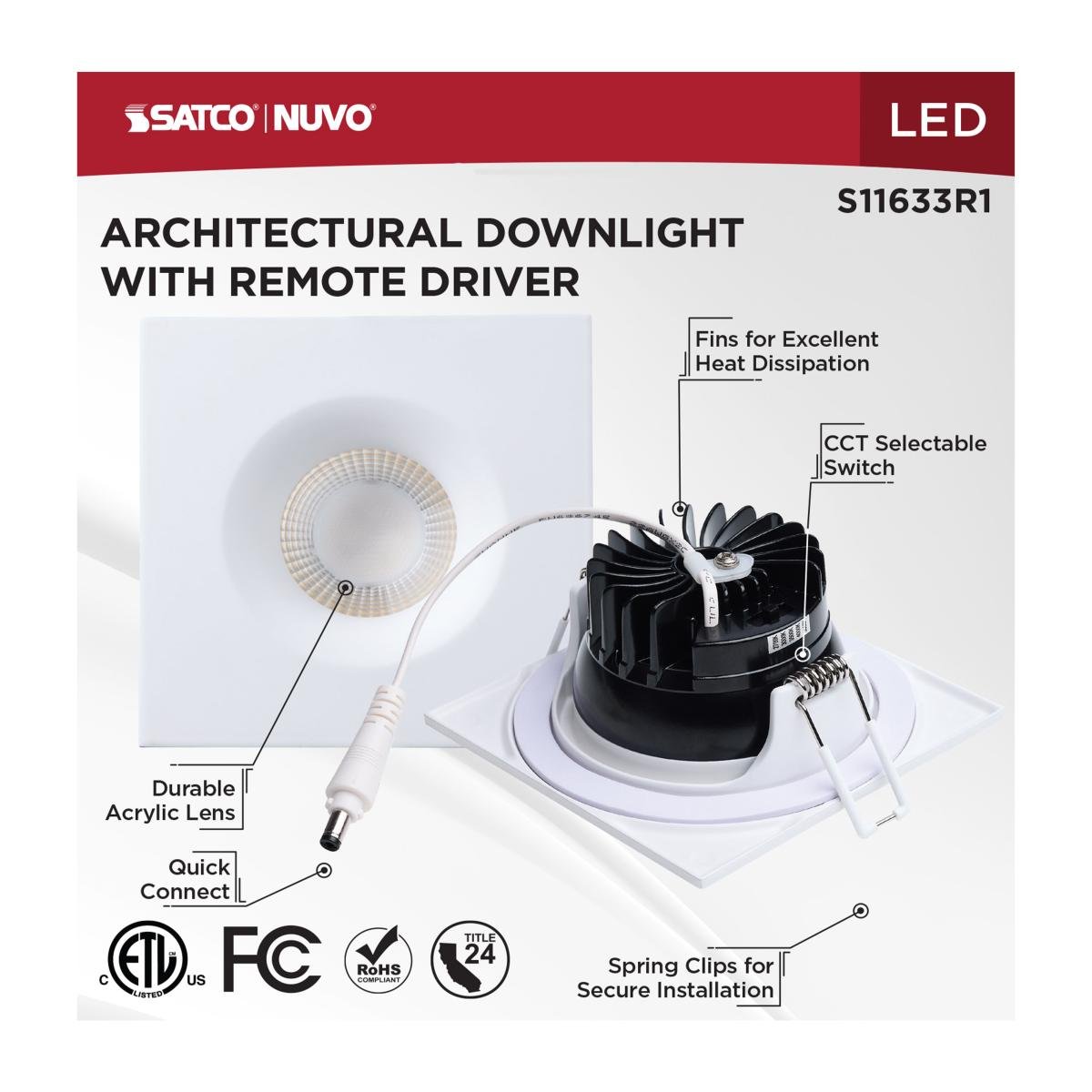 SATCO - S11633R1SATCO S11633R1 3.5" 10W LED Architectural Downlights Selectable CCT