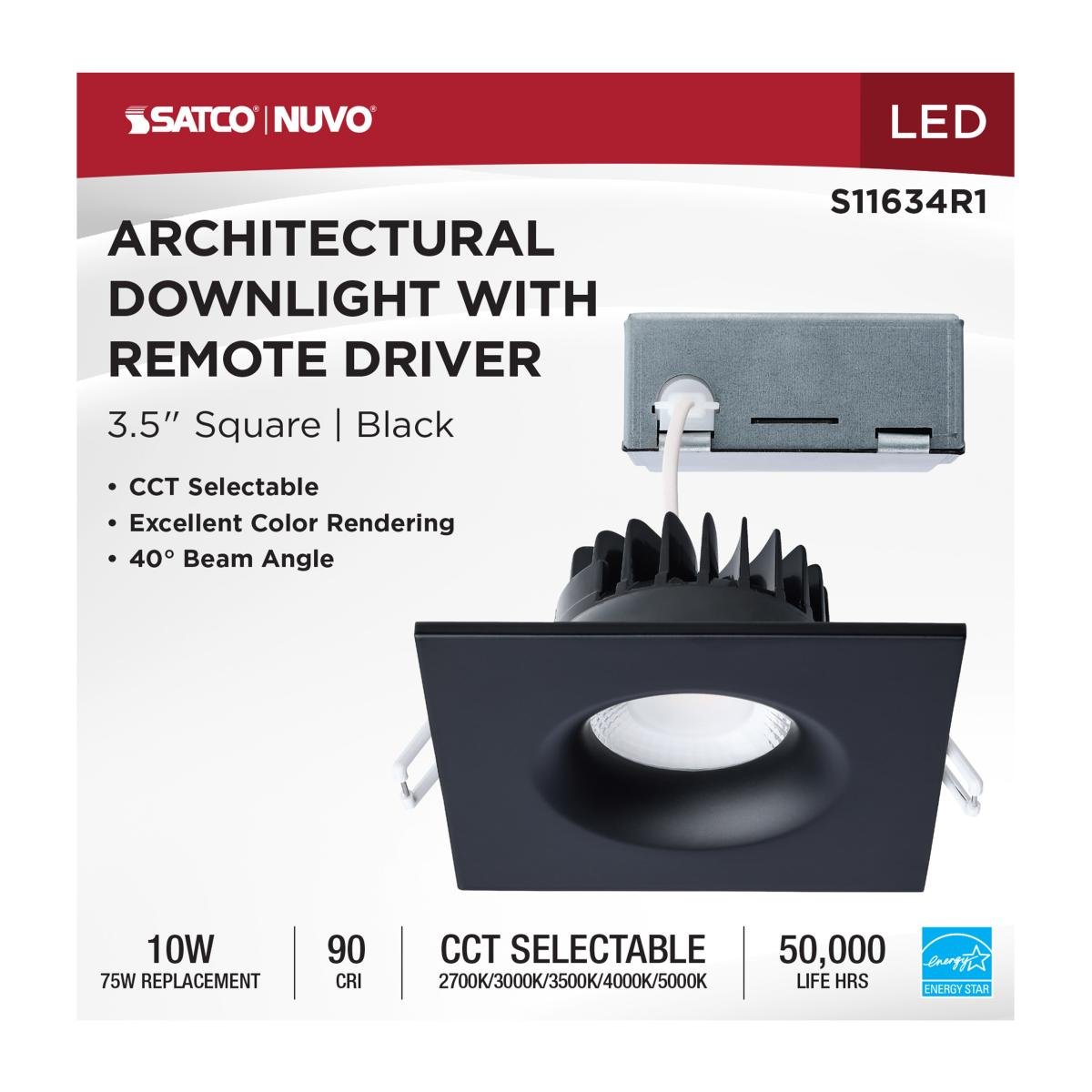 SATCO - S11634R1SATCO S11634R1 3.5" 10W LED Architectural Downlights Selectable CCT