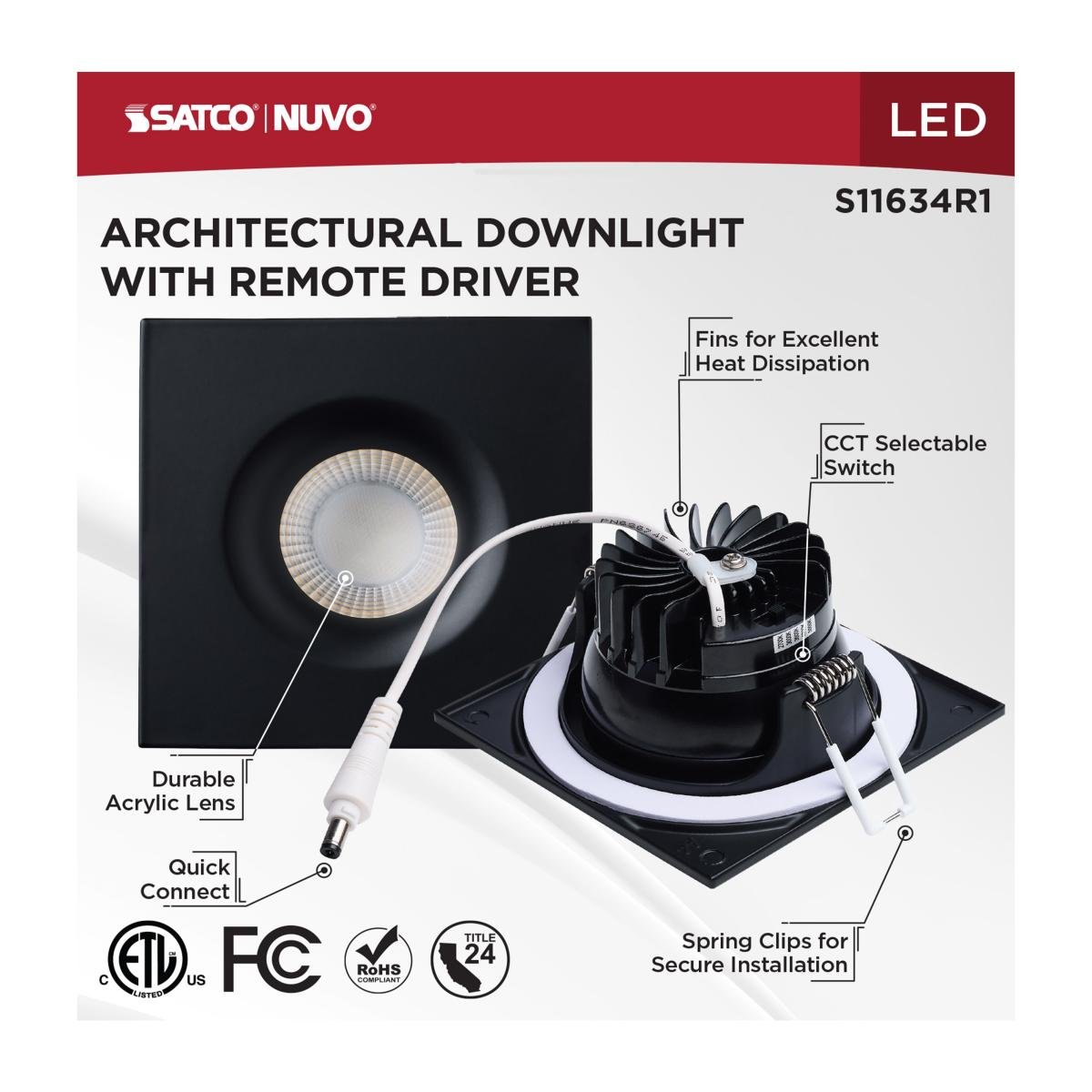 SATCO - S11634R1SATCO S11634R1 3.5" 10W LED Architectural Downlights Selectable CCT
