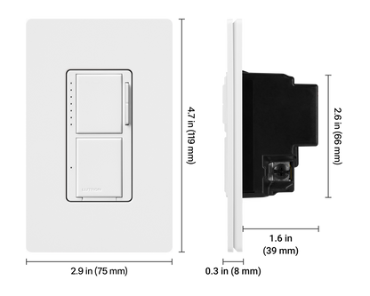 Lutron MACL-L3S25-WH Maestro LED+ Dual Dimmer and Switch, White