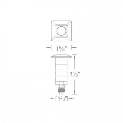 WAC - 1051 - 27SSWAC 1051 1″ 2W LED Inground Recessed Square 12V