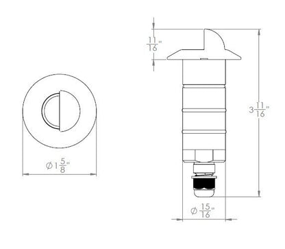 WAC - 1061 - 27SSWAC 1061 1″ 2W LED Inground Recessed Round Scoop 12V