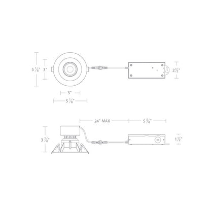 WAC-R3JRAT-WCS-WTWAC R3JRAT 14W 3.5" Kenric 5CCT Round Trim Adjustable Downlight