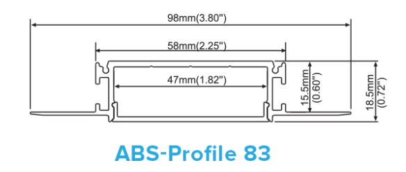 ABSLM-Profile 83-6Absolume 6FT Mud in Trimless Channel Profile 80, 81, 83