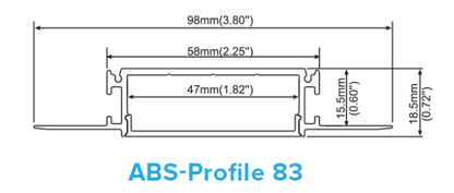 ABSLM-Profile 83-6Absolume 6FT Mud in Trimless Channel Profile 80, 81, 83