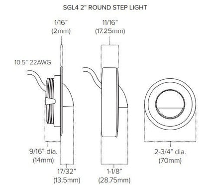 AML-SGL4-12-30-RD2American Lighting SGL4 1-4W Round LED Step Light 12V DC