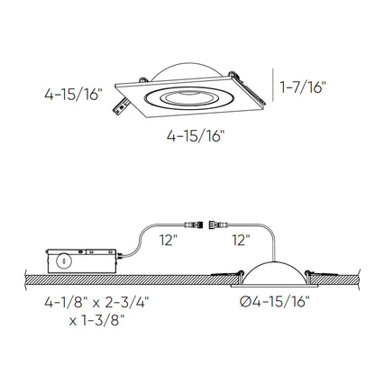 DALS-FGM4SQ-CC-WHDals Lighting FGM4SQ-CC 4” 9W Square LED Pivot Gimbal Selectable CCT