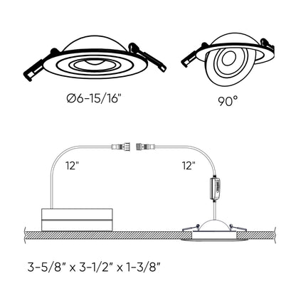 DALS-FGM6-CC-SNDals Lighting FGM6-CC 6” 14W LED Pivot Gimbal Selectable CCT