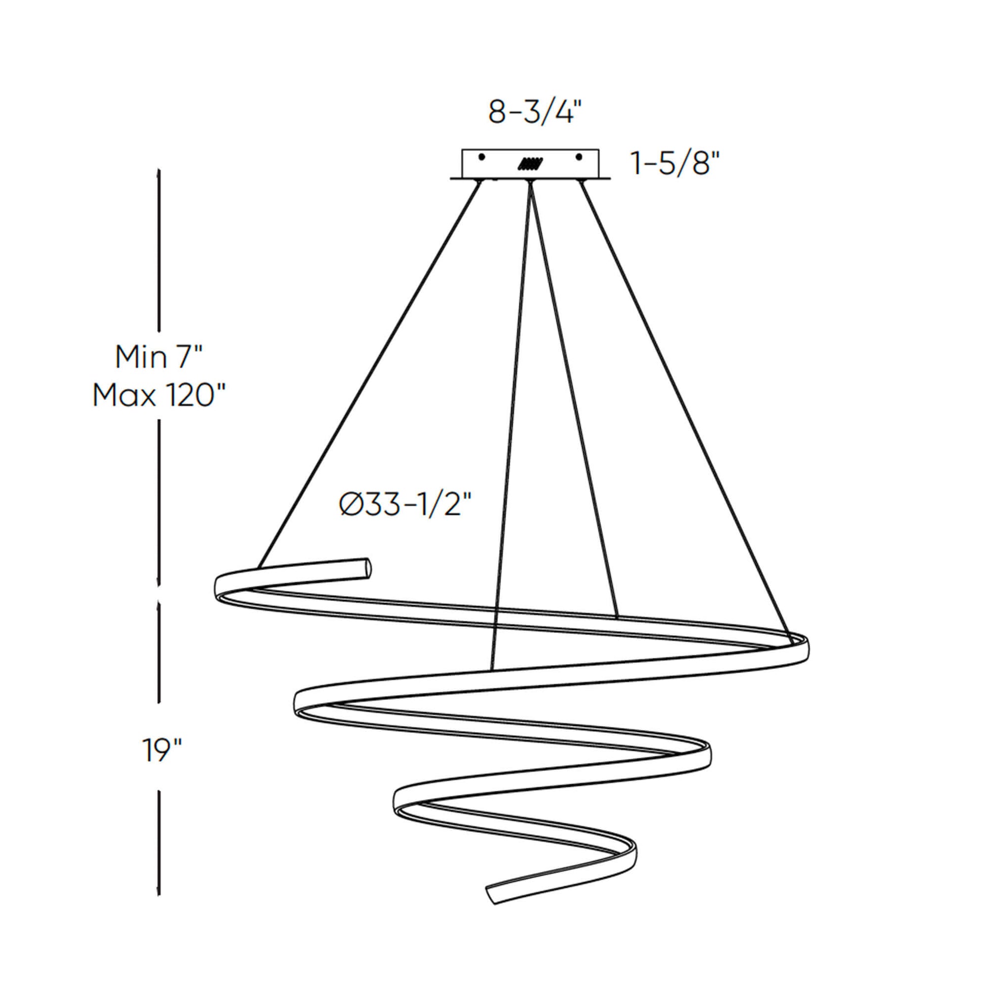 DALS-SPR34-CC-BKDals SPR34-CC Helix 34" 60W LED Pendant Selectable CCT