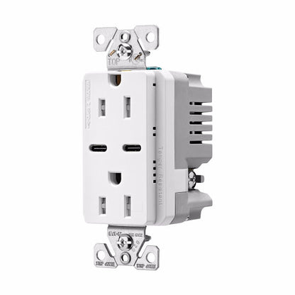 CWD-TRUSBC15W-BOXEaton TRUSBC15W Combo USB Charger Tamper Resistant Duplex Receptacle