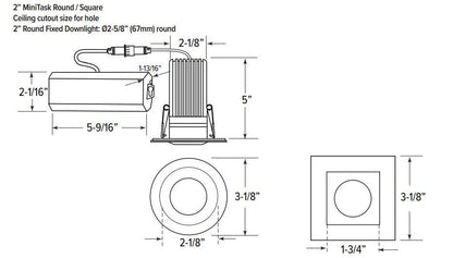 GML-MTR2-5CCT-WGM Lighting MTR2 15W 2" LED Recessed Downlight Selectable CCT