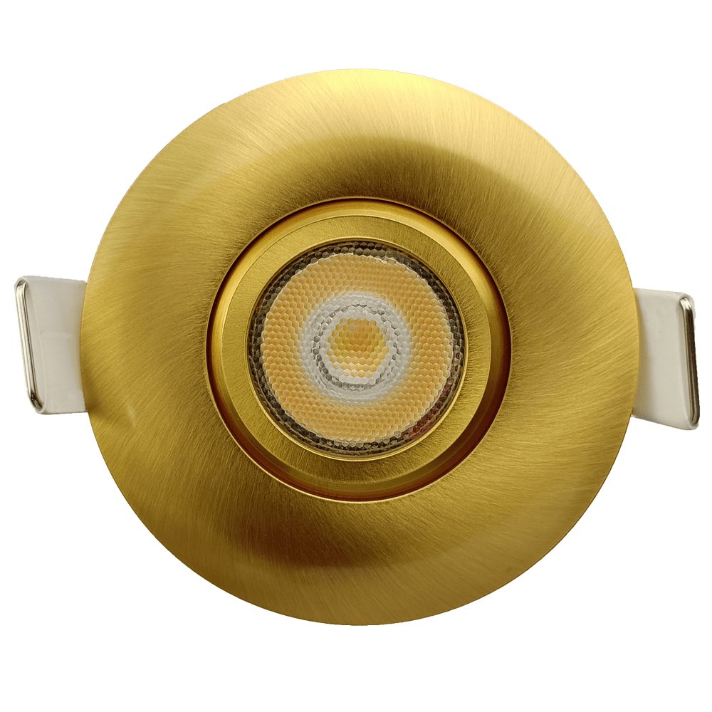 GDL-G19837Goodlite G-19837 2" 5W LED Brushed Brass Gimbaled Round Spotlight Selectable CCT