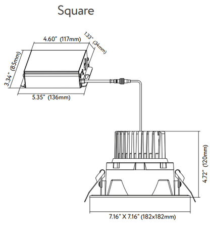 GDL-G20094Goodlite G-20094 6" 22W LED Square Spotlight Regressed Gimbal Selectable CCT