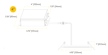 GDL-G20226Goodlite G-20226 4" 12W LED Square Recessed Slim Spotlight Selectable CCT