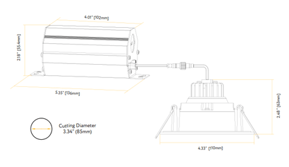 GDL-G48360Goodlite G-48360 3" 8W LED Regress Spotlight Gimbal Round Selectable CCT