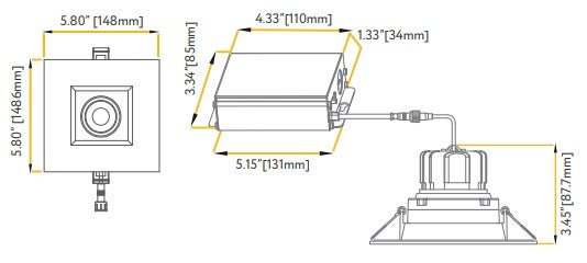 GDL-G48440Goodlite G-48440 3.5″ 14W LED Gimbal Selectable CCT Black