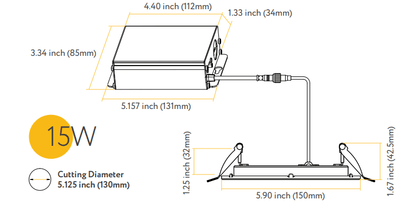 GDL-G96923Goodlite G-96923 5" 15W LED Round Recessed Slim Spotlight Selectable CCT Fire Rated