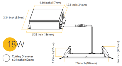 GDL-G96924Goodlite G-96924 6" 18W LED Round Recessed Slim Spotlight Selectable CCT Fire Rated