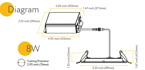 GDL-G97021Goodlite G-97021 3" 8W LED Square Recessed Slim Spotlight Selectable CCT Fire Rated