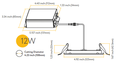 GDL-G97022Goodlite G-97022 4" 12W LED Square Recessed Slim Spotlight Selectable CCT Fire Rated