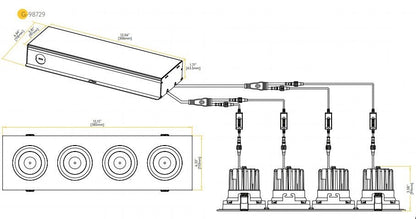 GDL-G98724Goodlite Pura G-98724 3.5" 80W LED 4 Head Gimbal Selectable CCT/Wattage