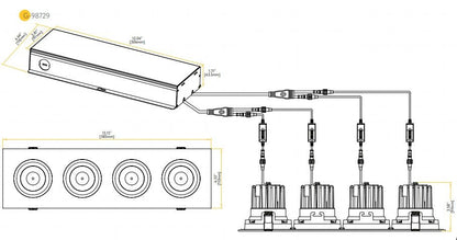 GDL-G98729Goodlite Pura G-98729 3.5" 80W LED 4 Head Gimbal Selectable CCT/Wattage
