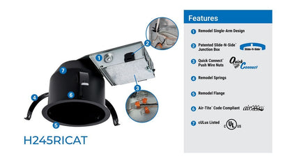 CLD-HALO-H245RICATHALO H245RICAT 4" IC Airtight Ultra-Shallow Remodel LED Housing