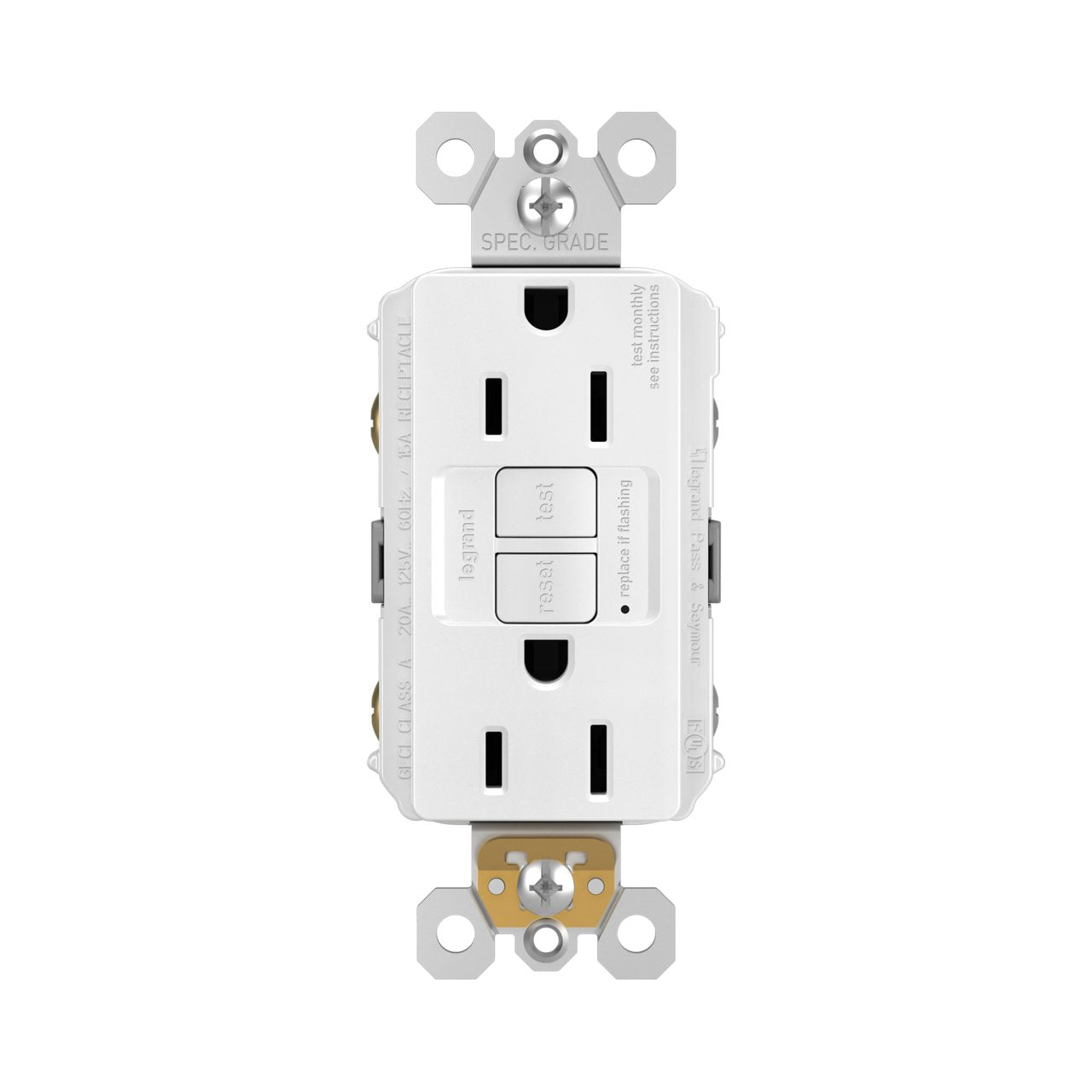 LEG-1597TRWLegrand 1597TR radiant® Spec Grade 15A Tamper Resistant Self Test GFCI Receptacle