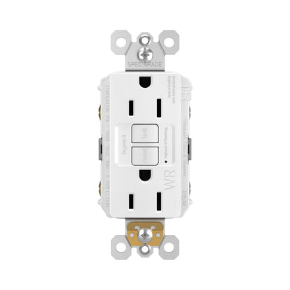 LEG-1597TRWRWLegrand 1597TRWRW radiant® Spec Grade 15A Weather Resistant Self Test GFCI Receptacle