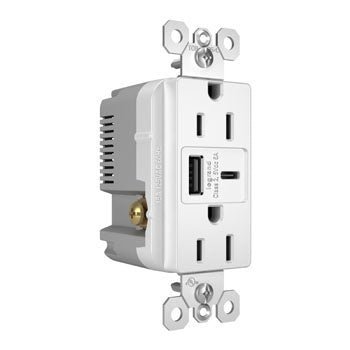 LEG-R26USBAC6WLegrand R26USBAC6W radiant® 15A Tamper-Resistant Ultra-Fast USB Type A/C Outlet