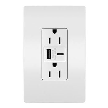 LEG-R26USBAC6WLegrand R26USBAC6W radiant® 15A Tamper-Resistant Ultra-Fast USB Type A/C Outlet