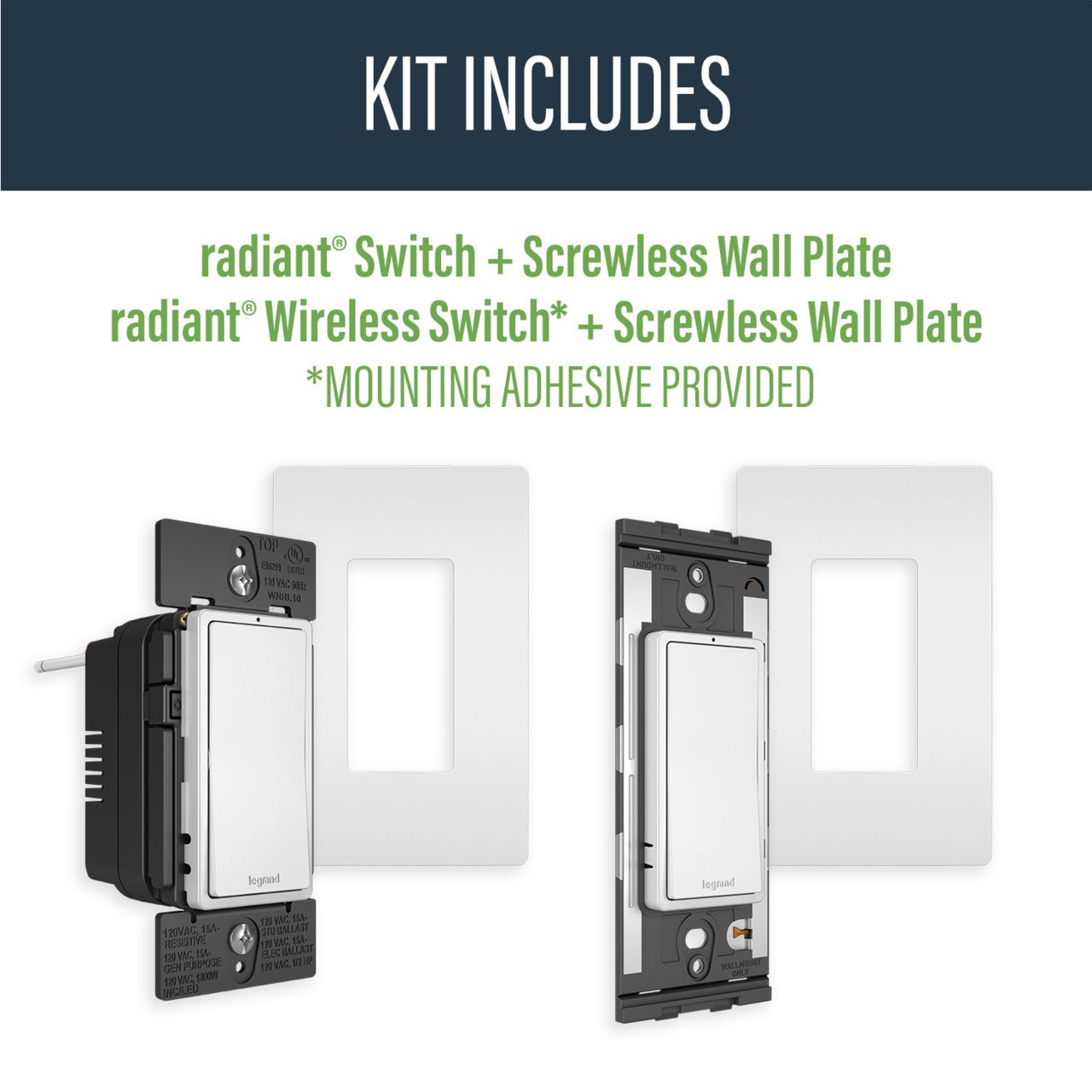 LEG-WNREZK10WHLegrand radiant® Easy 3-Way Switch Kit, White