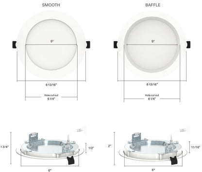 RAB-WFRL6R139FA120WSRAB 13W LED 6" Round Edge-Lit Wafer Selectable CCT