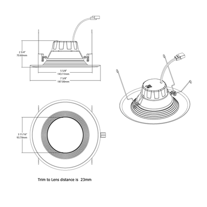 RAB-R6R149FA120WSRAB 14W LED 6" Round Retrofit Downlight Selectable CCT