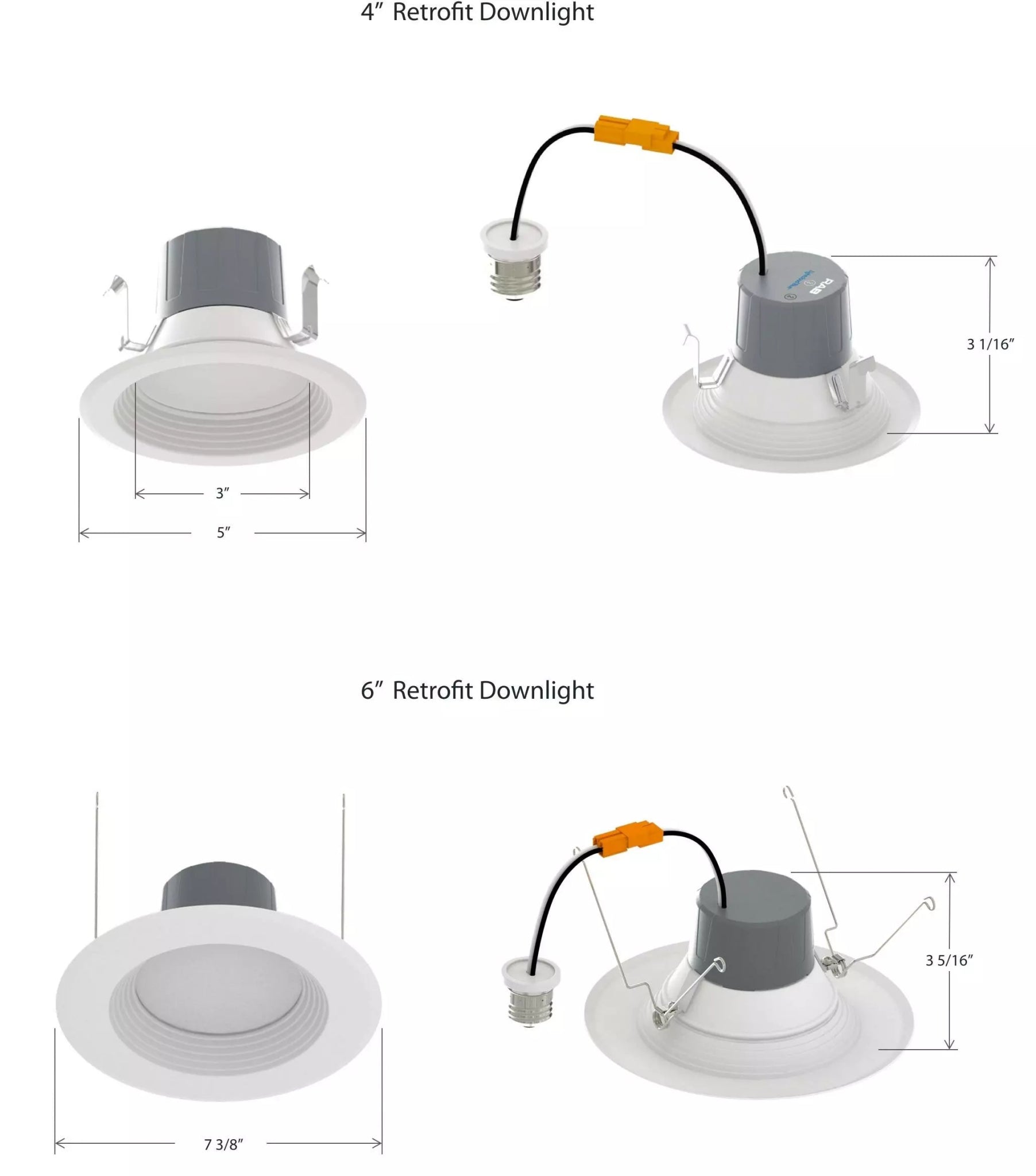 RAN- R4R89TW120WB-SS-NS/LCBRAB 8W LED 4" Round Bluetooth Retrofit Downlight Selectable CCT