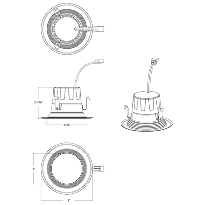 RAN- R4R89TW120WB-SS-NS/LCBRAB 8W LED 4" Round Bluetooth Retrofit Downlight Selectable CCT