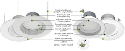 RAB-RA4R89FA120WSRAB 8W LED 4" Round Retrofit Downlight Adjustable Gimbal Selectable CCT