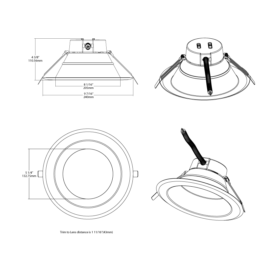 RABCRLEDFA-8R-33S-9CCT-UNV-WSRAB CRLEDFA-8R 33W LED 8" Commercial Downlight Selectable CCT