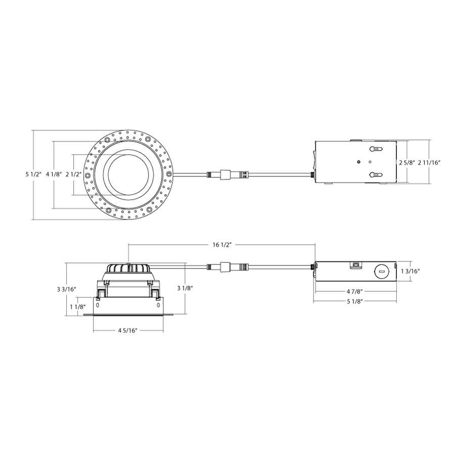 RAB-GR4TLRAB GR4TL 15W LED 4" Trimless Gimbaled Downlight Selectable CCT