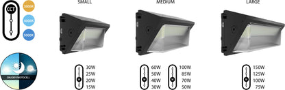 RAB-W22-L-150WRAB W22 Large 150W LED Wall pack Adjustable Throw Selectable Wattage/CCT