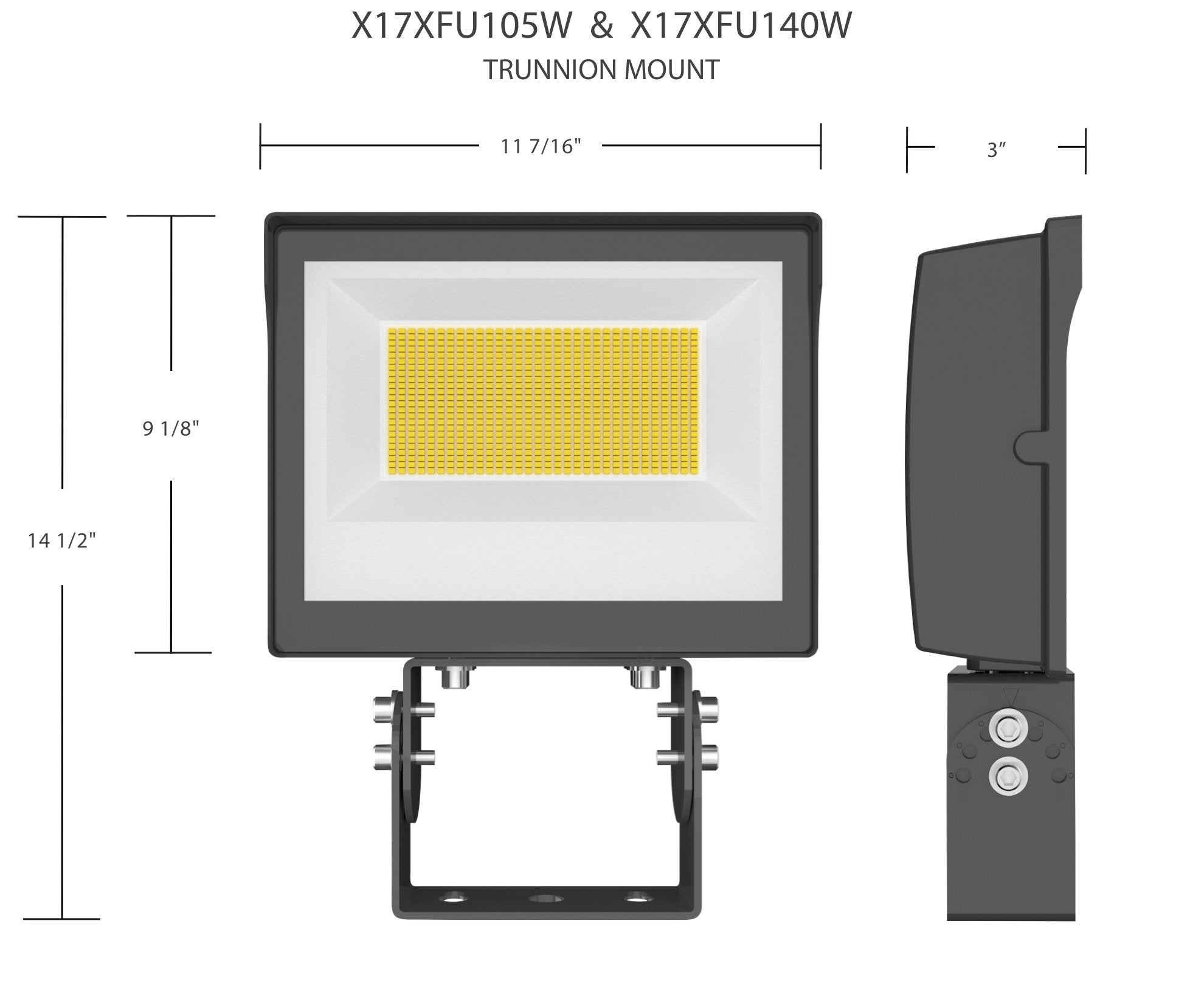 RAB X17 140W LED Flood Light Trunnion Mount Selectable CCT