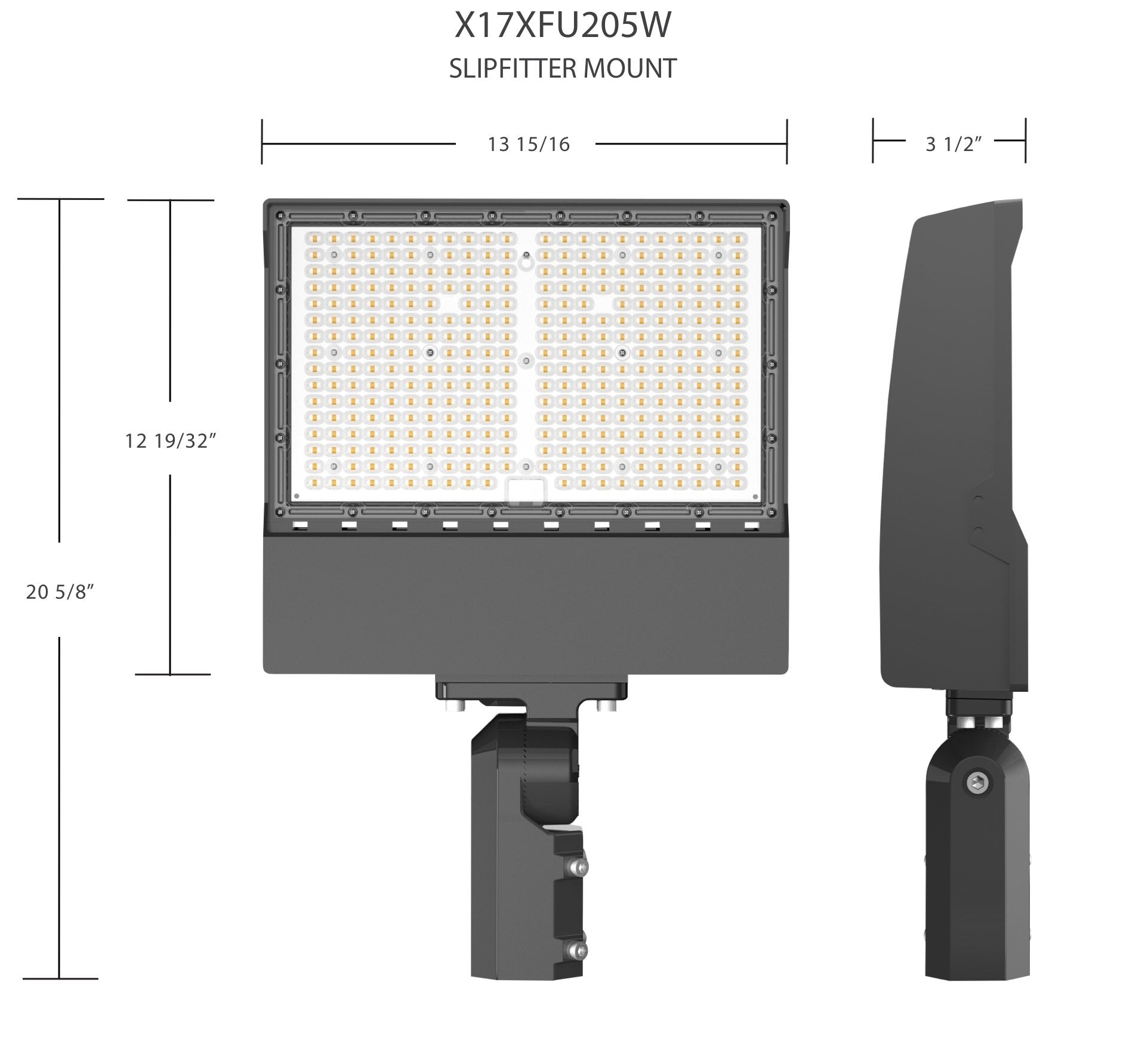 RAB-X17XFU205SF/PCTRAB X17 205W LED Flood Light Trunnion/Slipfitter Mount Selectable CCT